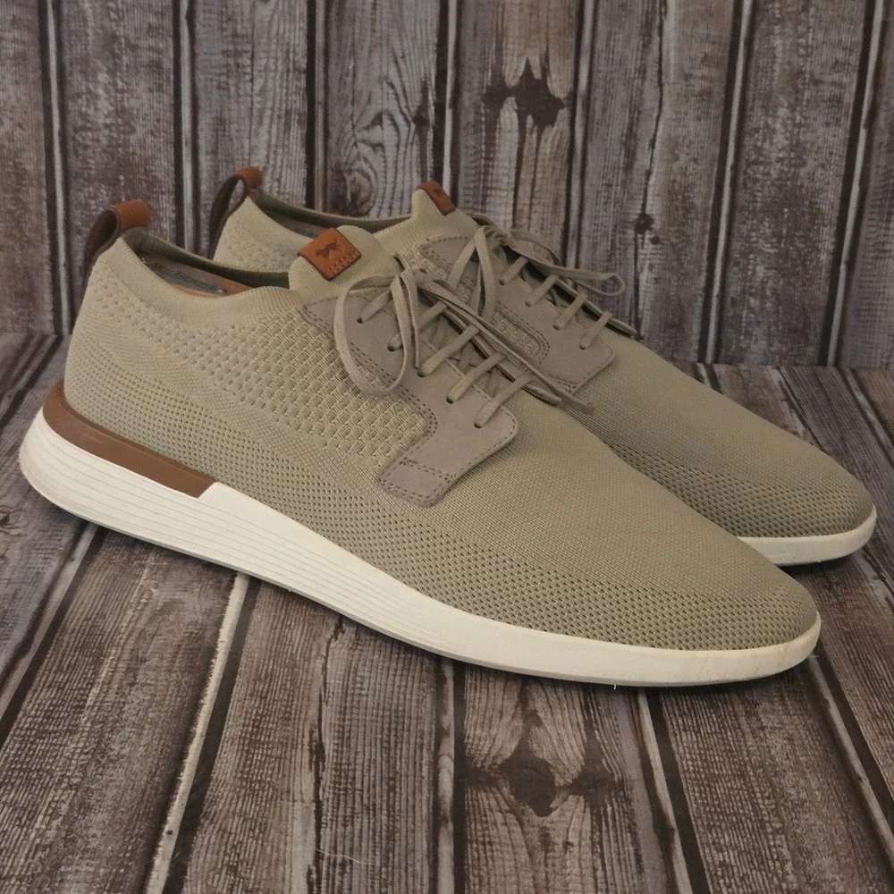 Sz 13 Mens Wolf & Shepherd SwiftKnit Derby Sand Knit Leather Casual Shoes VGUC